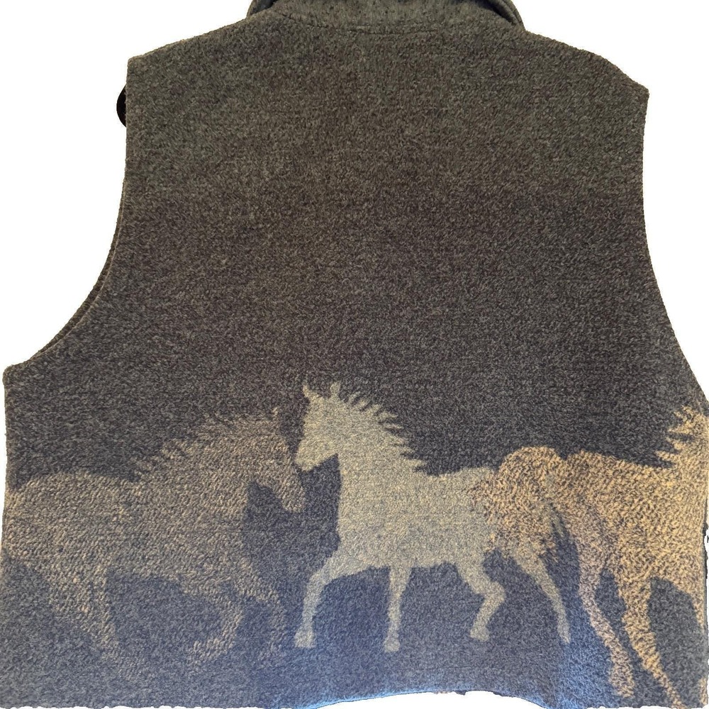 Vtg Black Mountain Outdoor Horse USA Fleece Vest XL‎ equstrian western cowgirl - Picture 6 of 8